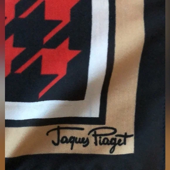 VTG Square Scarf by Jacques Piaget 27"x27" Houndstooth Design - Picture 6 of 16